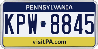 PA license plate KPW8845