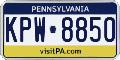 PA license plate KPW8850