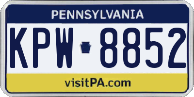 PA license plate KPW8852