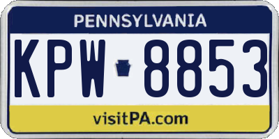 PA license plate KPW8853