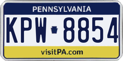 PA license plate KPW8854