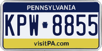PA license plate KPW8855