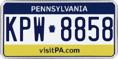 PA license plate KPW8858