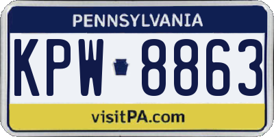 PA license plate KPW8863