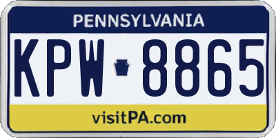 PA license plate KPW8865