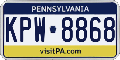 PA license plate KPW8868