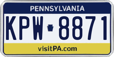 PA license plate KPW8871