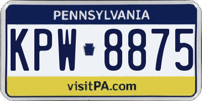 PA license plate KPW8875