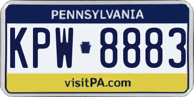 PA license plate KPW8883