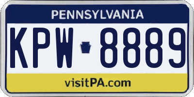 PA license plate KPW8889