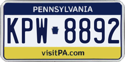 PA license plate KPW8892