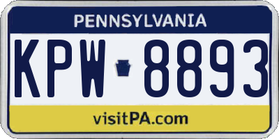 PA license plate KPW8893