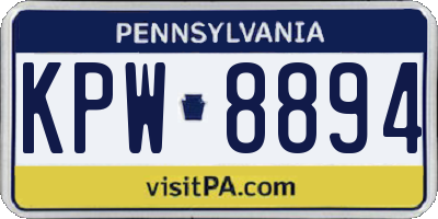 PA license plate KPW8894