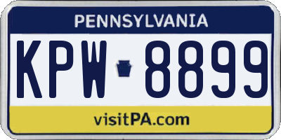 PA license plate KPW8899