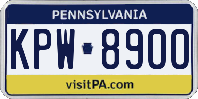 PA license plate KPW8900