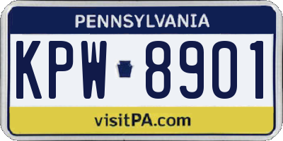 PA license plate KPW8901