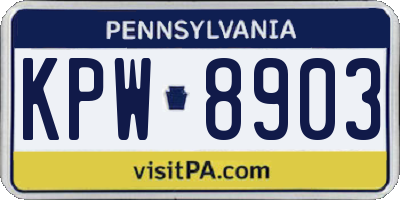 PA license plate KPW8903