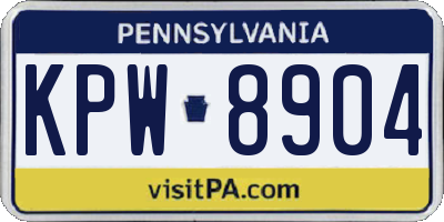 PA license plate KPW8904