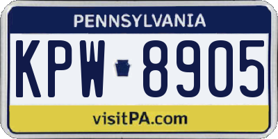 PA license plate KPW8905