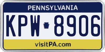 PA license plate KPW8906