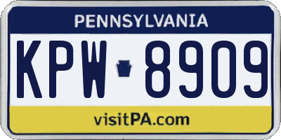 PA license plate KPW8909