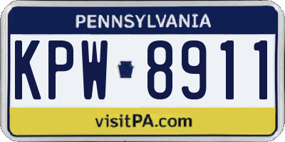 PA license plate KPW8911