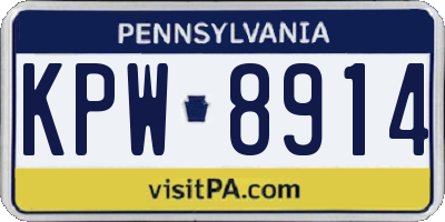 PA license plate KPW8914