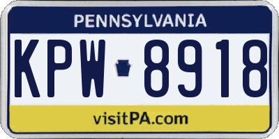 PA license plate KPW8918