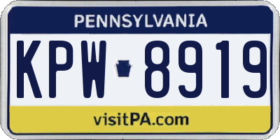 PA license plate KPW8919