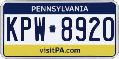 PA license plate KPW8920