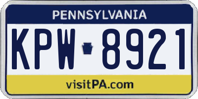 PA license plate KPW8921