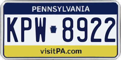 PA license plate KPW8922