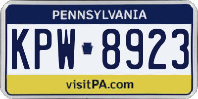 PA license plate KPW8923
