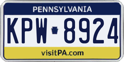 PA license plate KPW8924
