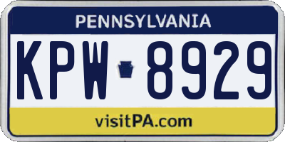PA license plate KPW8929