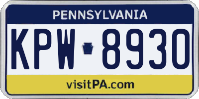 PA license plate KPW8930