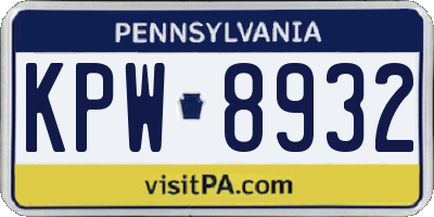 PA license plate KPW8932