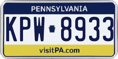 PA license plate KPW8933