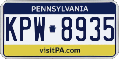 PA license plate KPW8935