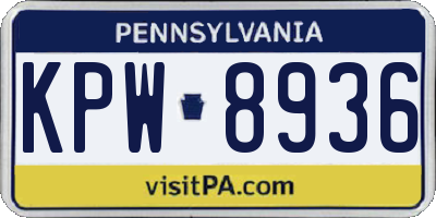 PA license plate KPW8936