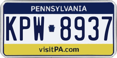 PA license plate KPW8937