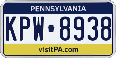PA license plate KPW8938