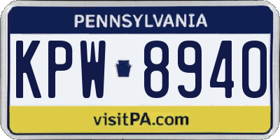 PA license plate KPW8940