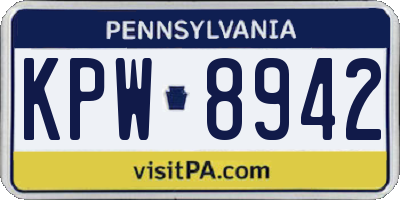PA license plate KPW8942