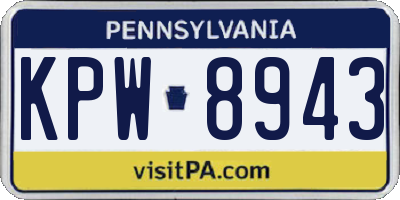 PA license plate KPW8943