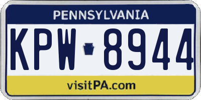 PA license plate KPW8944