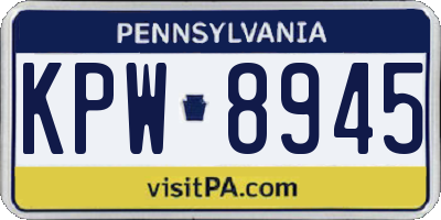 PA license plate KPW8945