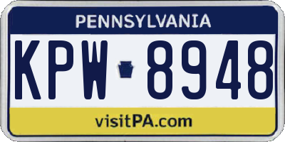 PA license plate KPW8948