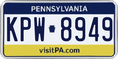 PA license plate KPW8949