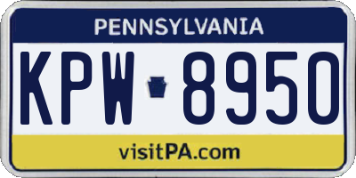 PA license plate KPW8950